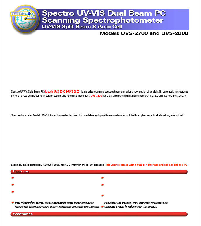 UV-VIS Scanning Dual Beam Spectrophotometer