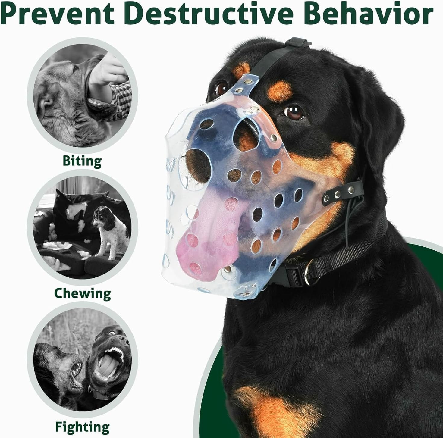 Pitbull Muzzle, Basket Muzzle for Large Dogs Rottweiler to Prevent Biting Che...