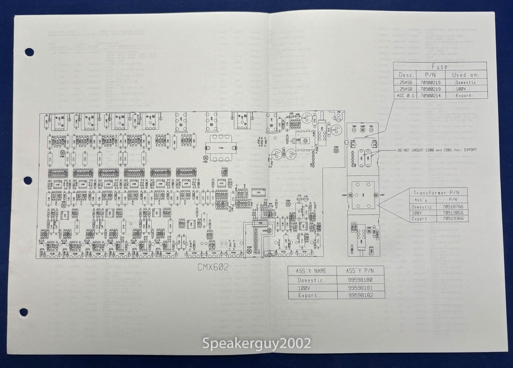 Original Peavey CMX602 Foldout Schematic