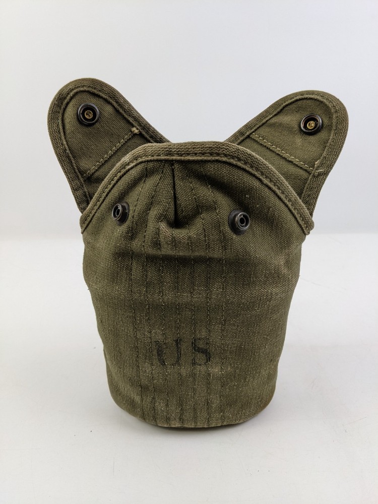 ORIGINAL WWII US ARMY CANTEEN CARRIER COVER w/ PRINTING GREEN