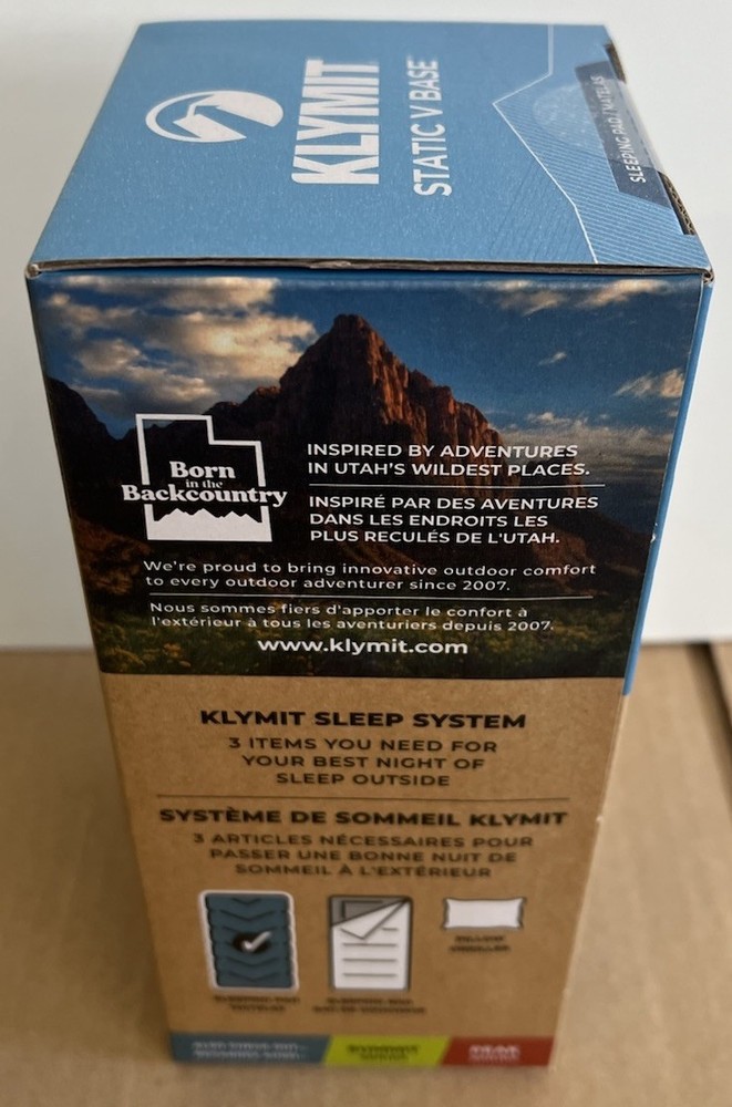NEW Klymit Static V Base Sleeping Pad Lightweight And Inflatable 72” x 23”
