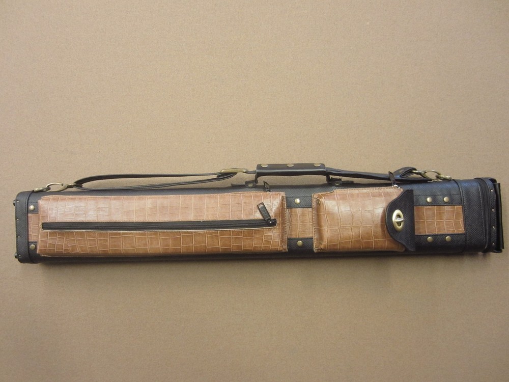 3x5 Pool Cue Case Black/Brown Croc Texture