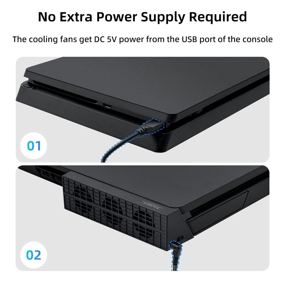 Intelligent 3-Fan Cooling System for PS4 Slim - Automatic Temperature Control