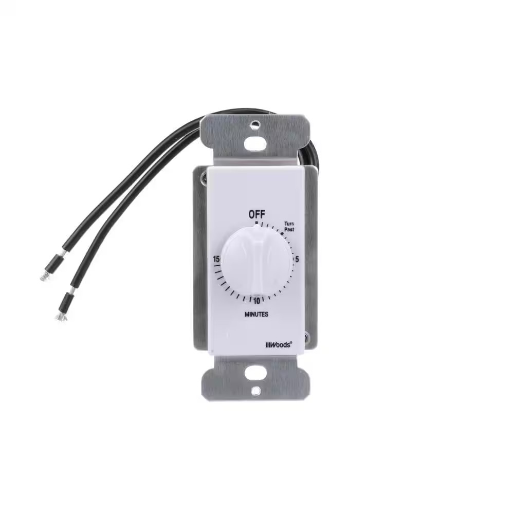 20-Amp 15-Minute In-Wall Spring Wound Countdown Timer Switch, White