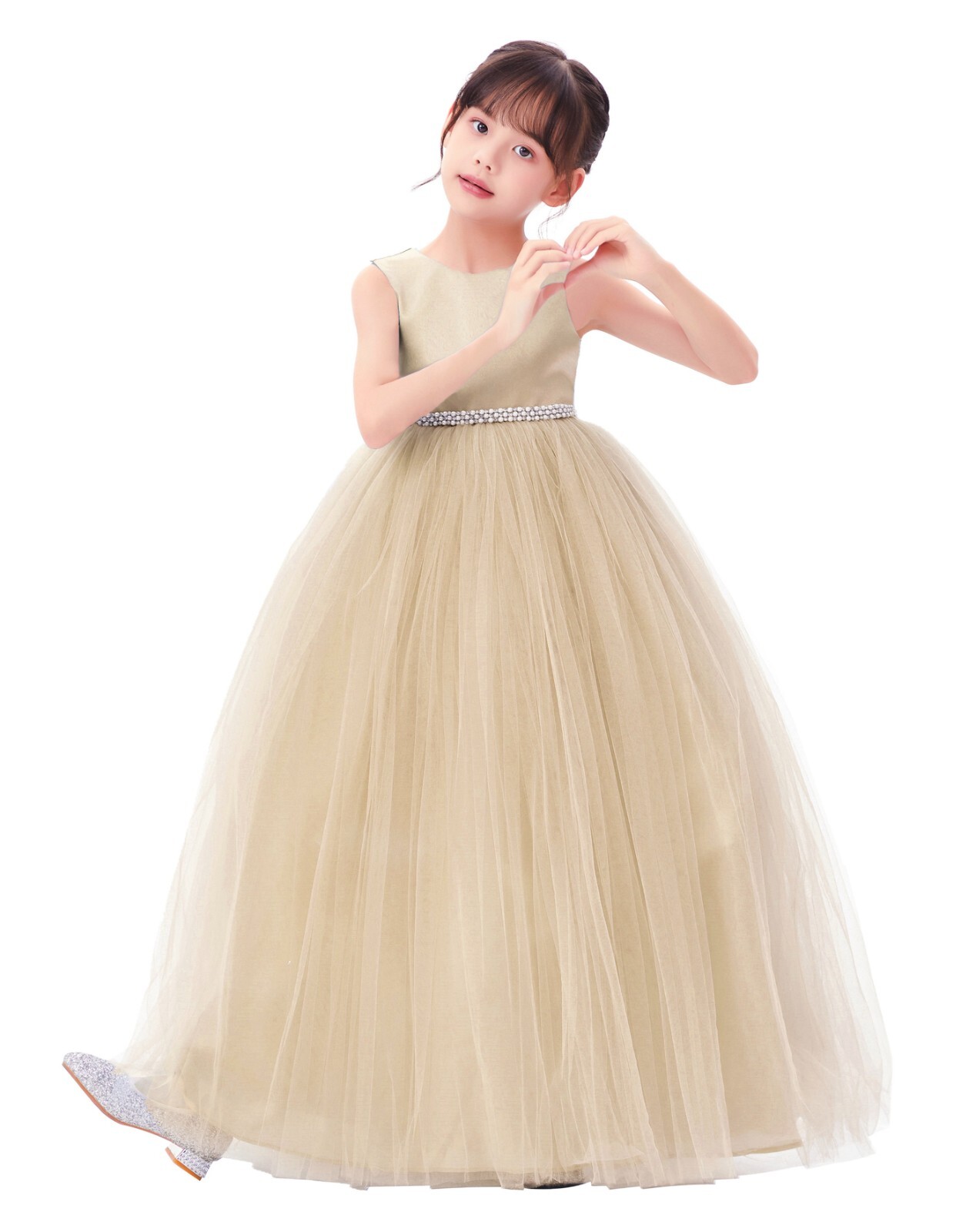 Tulle Flower Girl Dress V-Back Dresses Princess Gown Ball Gowns Tulle Dresses