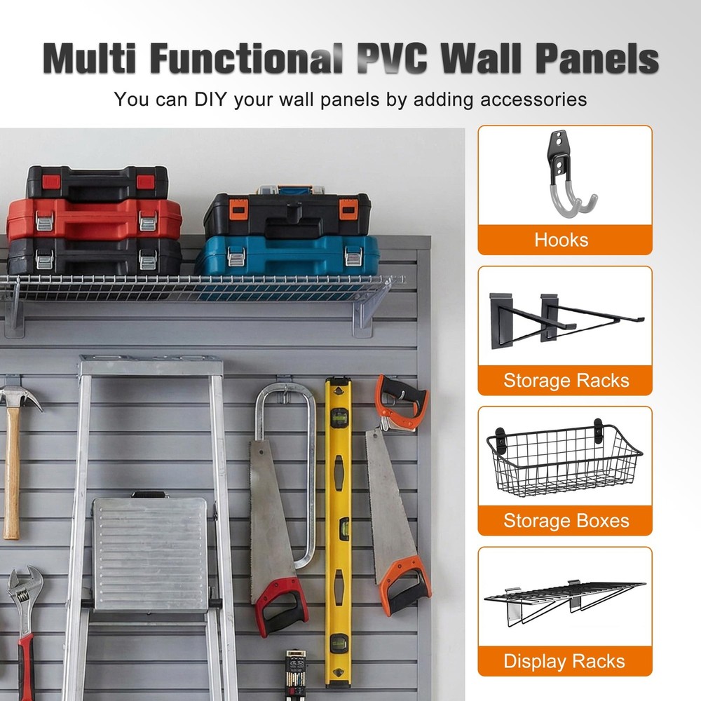Slatwall Panel 4x8FT, Garage Slat Wall Storage Systems Durable and Sturdy, Ea...