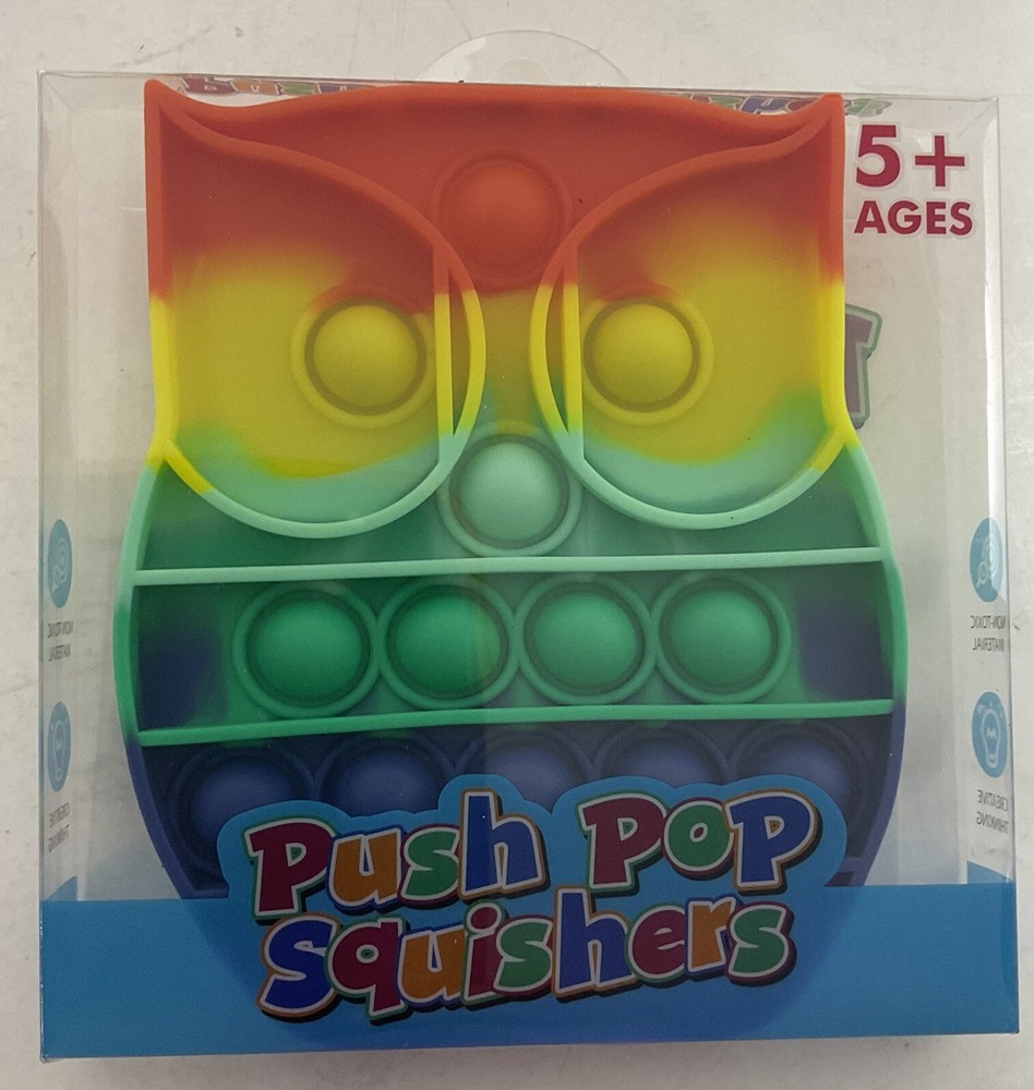 Push Pop Squishers Multicolor Owl Fidget Sensory Toy OldGnu