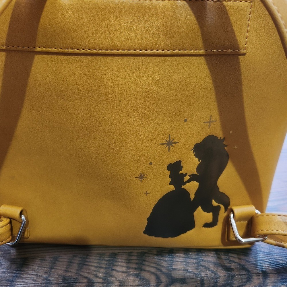Disney Beauty and the Beast Enchanted Rose Dome Loungefly Mini Backpack Yellow