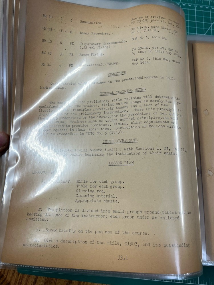 WWII US Army Basic Military Training Program Binder 1944