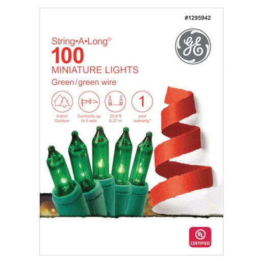 GE String A Long 100 Count 20.6 ft GREEN Incandescent Christmas String Lights