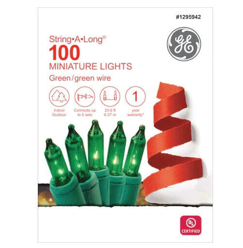 GE String-A-Long 100-Count 20.6-ft GREEN Incandescent Christmas String Lights