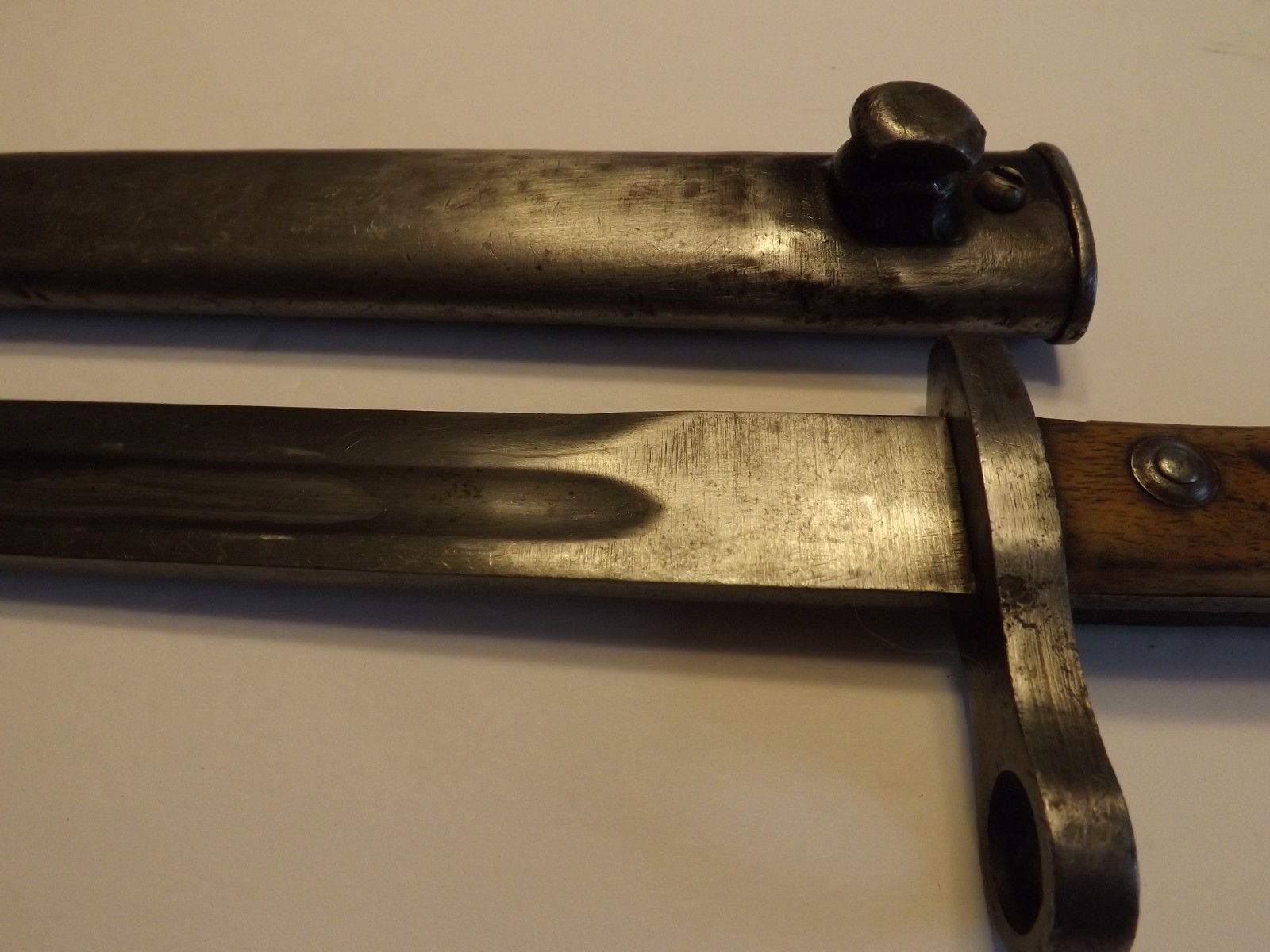 Vintage WWII M-1935 Turkish Mauser Bayonet with Metal Scabbard-VG