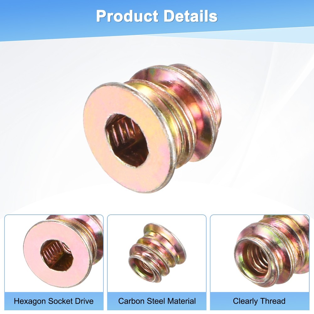 20-Pack Threaded Inserts for Wood, M4x8mm Threaded Insert Nuts [Gold Tone]