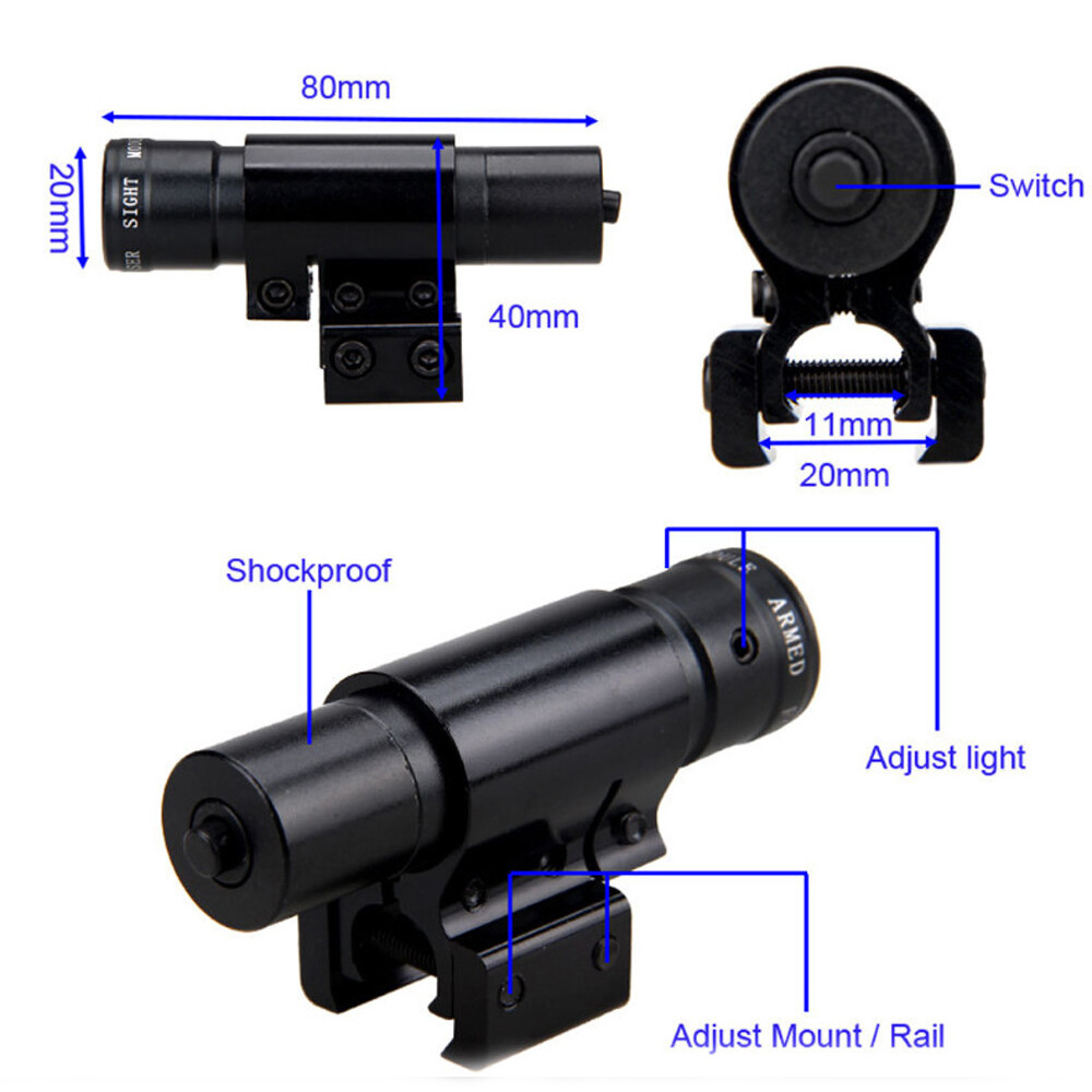 2PCS 802 Red Light Manual Self-Locking Infrared Laser Sight Mini Red Dot Sight