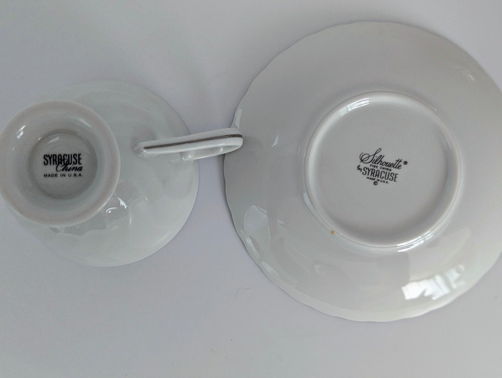 SYRACUSE SILHOUETTE WEDDING RING 5 PC DINNER PLACE SETTING WHITE SILVER LN