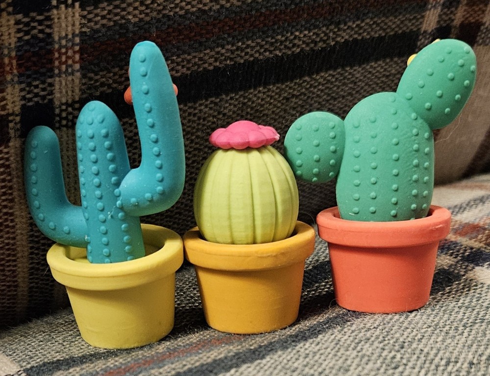 NEW 3 Prickly Pals Cactus Erasers