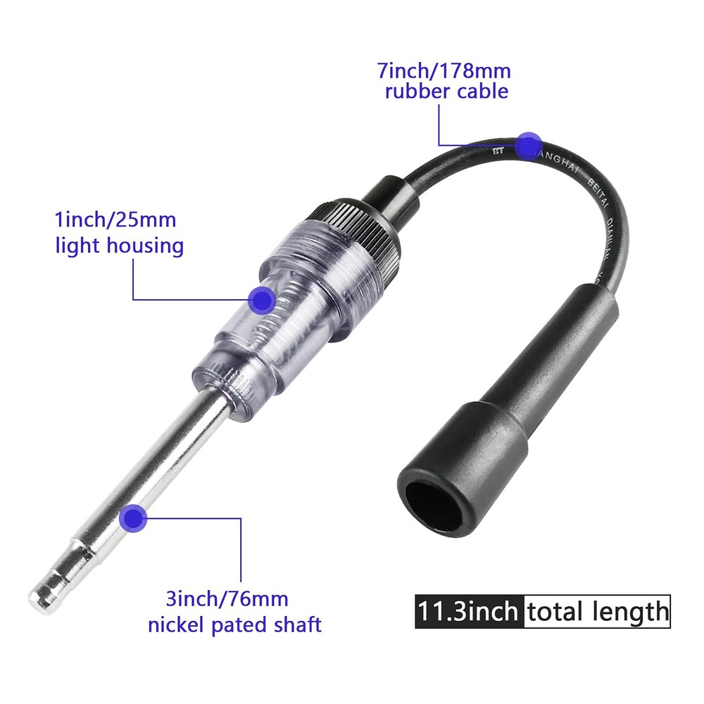 2PCS Spark Plug Tester, Engine Ignition Coil Tester Straight 2pcs, silver