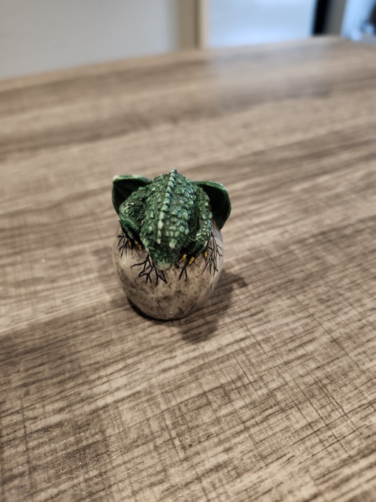 Green Dragon With Hatching Egg Mini Statue