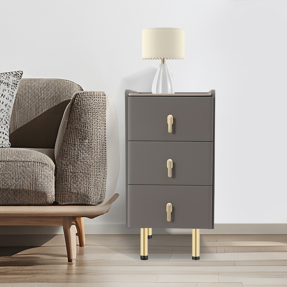 Three-Layer Bedside Cabinet with Drawers, Space-Saving Nightstand