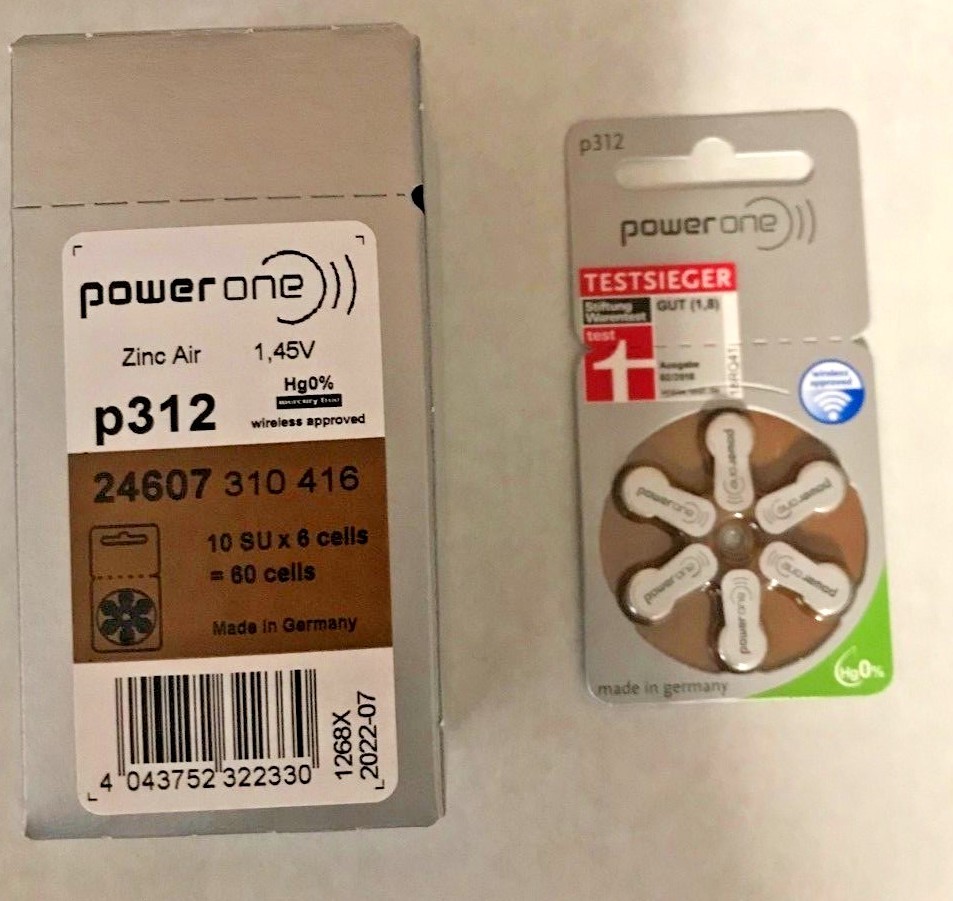 Powerone Hearing Aid 312 Genuine Batteries German Made,Multiple (30-300) EX-2028