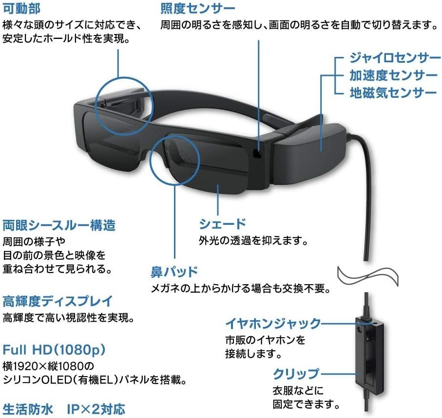 Smart Glasses Epson BT-40 MOVERIO OLED Panel FullHD Model without Controller