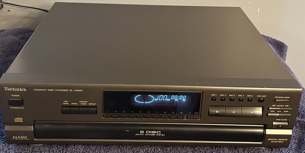 Technics SL-PD667 5 Disc Carousel CD Changer-No Remote-1994-Tested/Working