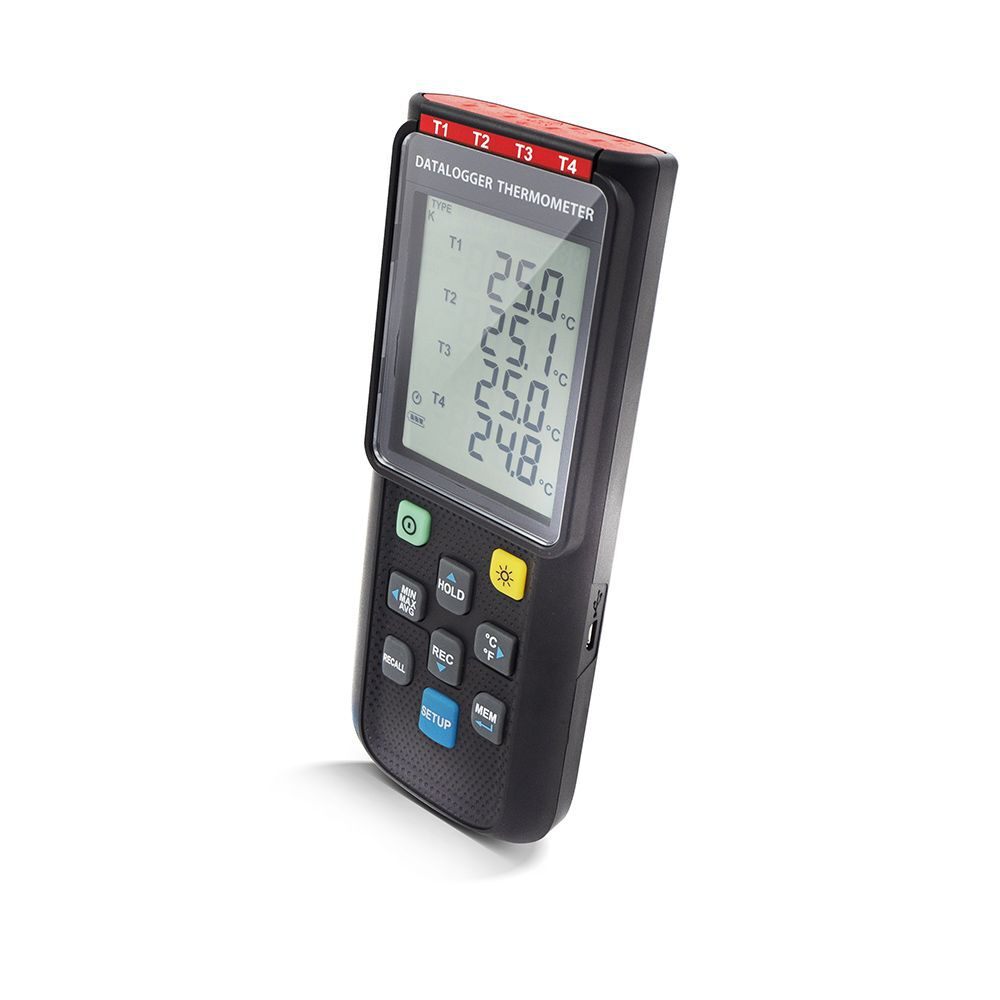 4-Ch Thermocouple Thermometer K,J,E,T Type Data Logger, USB PC Software Windows