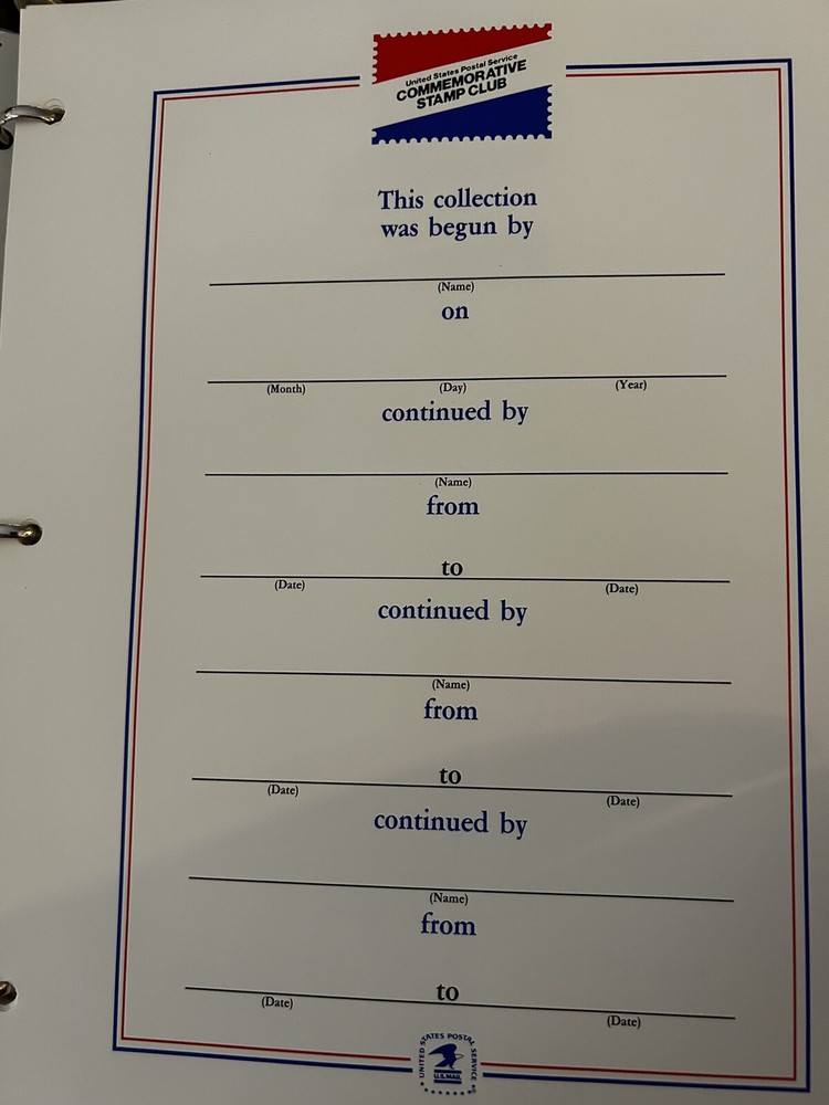 USPS Commemorative Stamp Club Binder W/ 23 Sheets Of Stamps