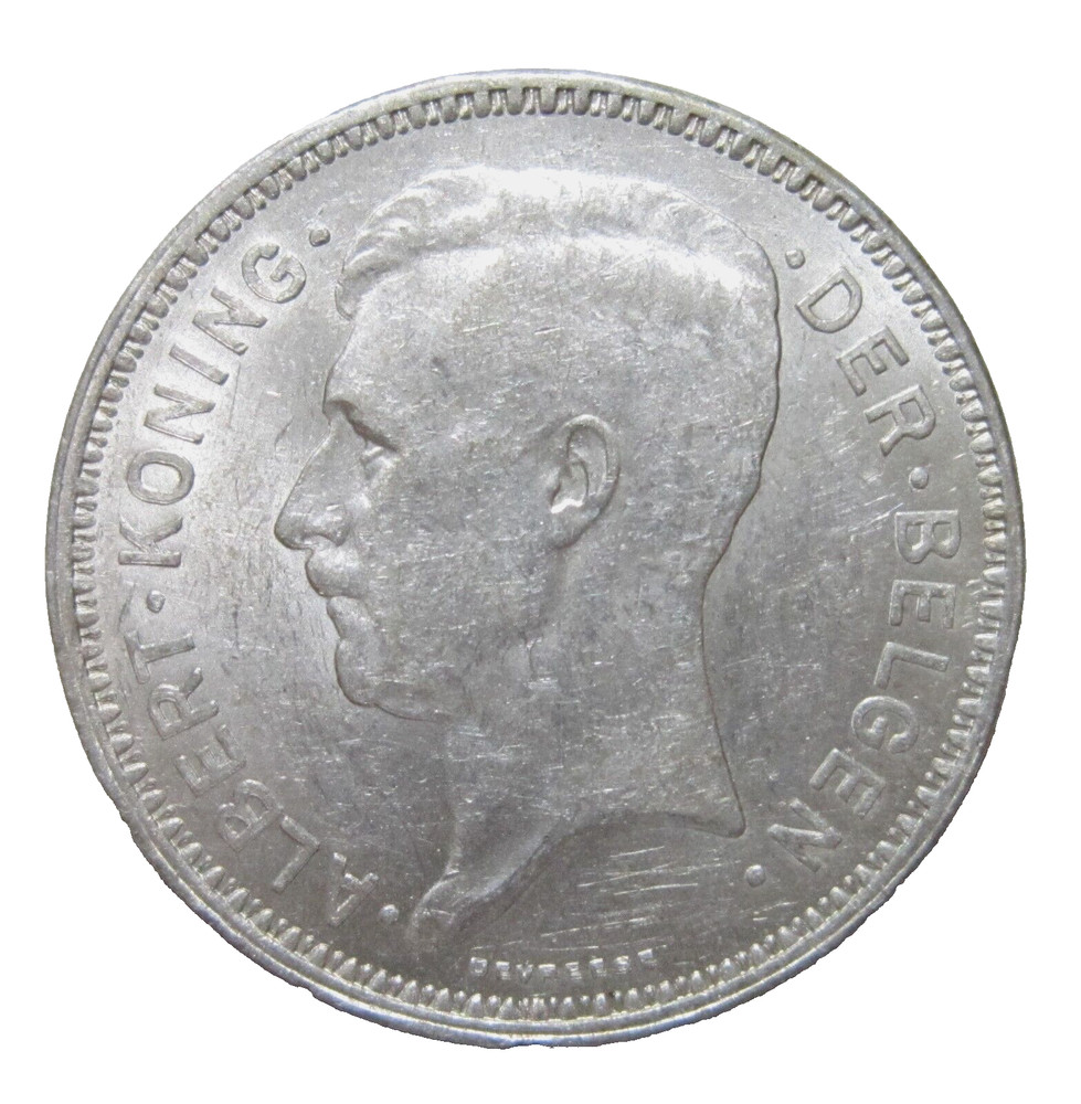 BELGIUM. SILVER 20 FRANCS, 1934.