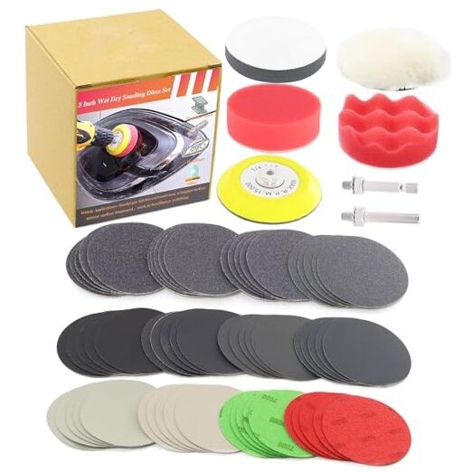 Grit 60-10000 Hook & Loop Sandpaper Set, 3Inch Sanding Disc Drill 60pcs