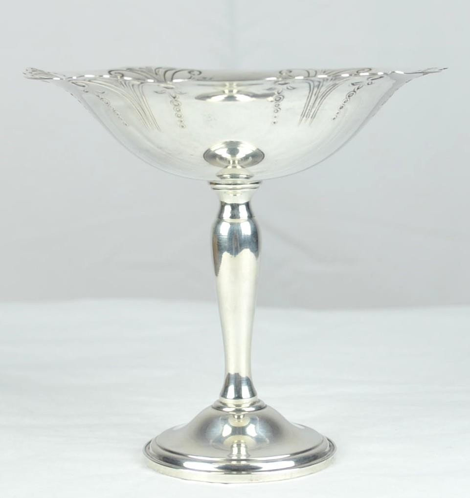 VINTAGE CLARENCE A VANDERBILT STERLING SILVER COMPOTE PEDESTAL DISH c1930's - 5"