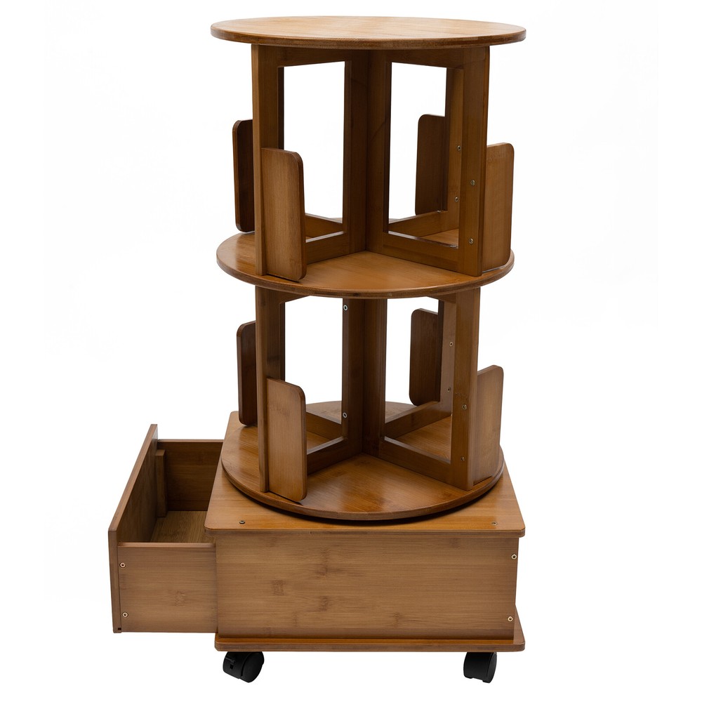 Removable Swivel Bookcase Holder 8-Compartments Storage Table Bedside Table NEW