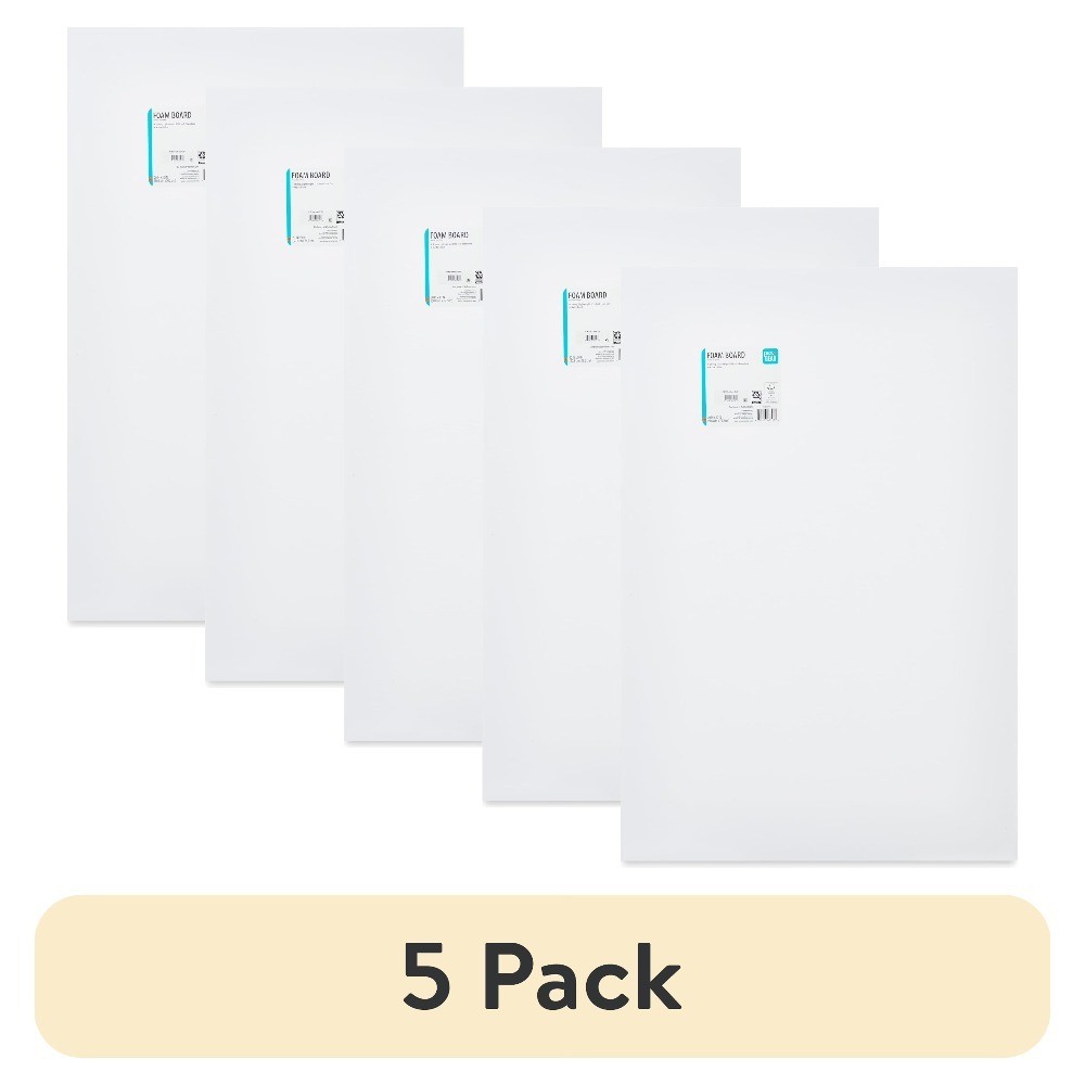 (5 pack) White Foam Board, 20" x 30"