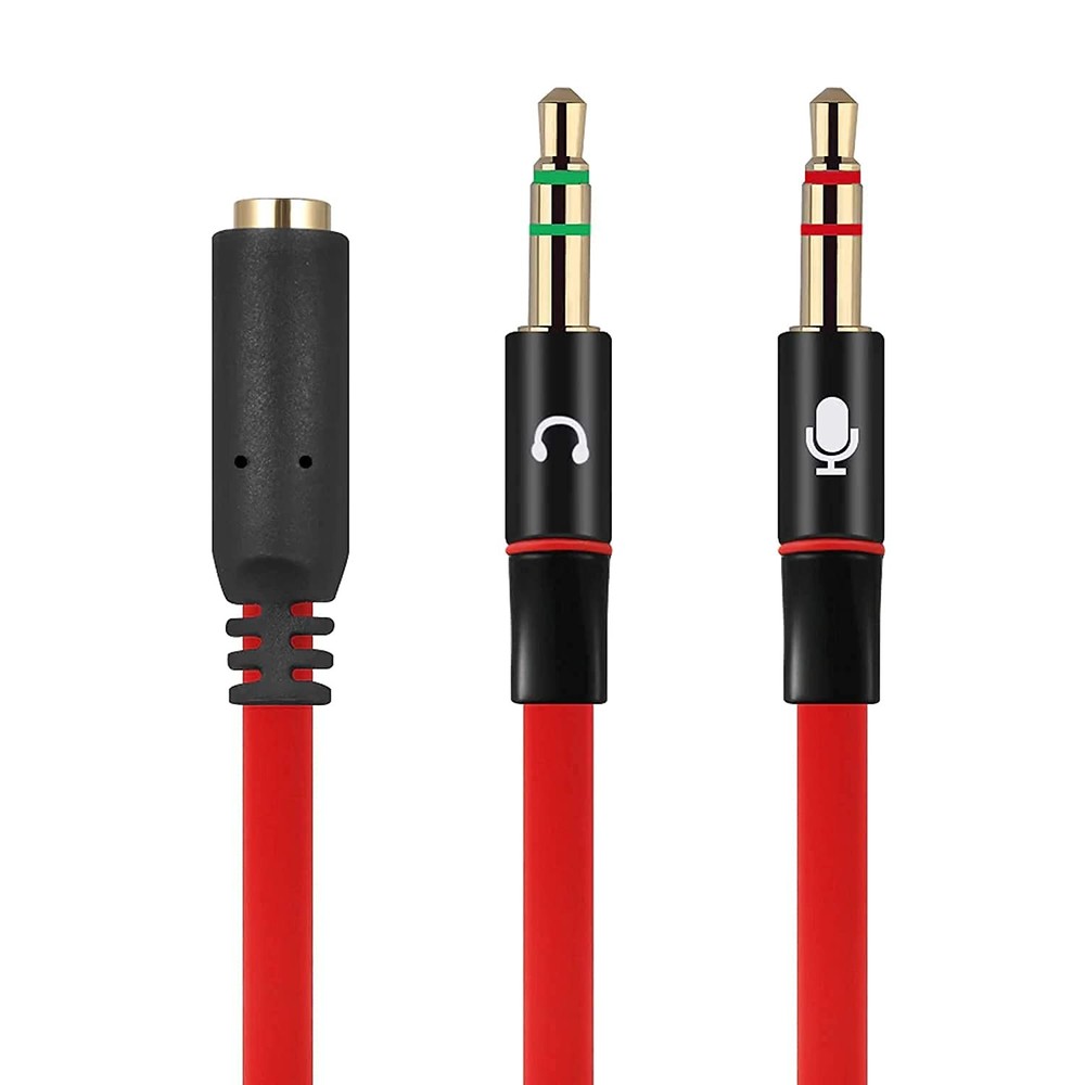 SaiTech IT Headphone Splitter Cable for Computer,3.5mm 2 Pk Red 2M 1F,