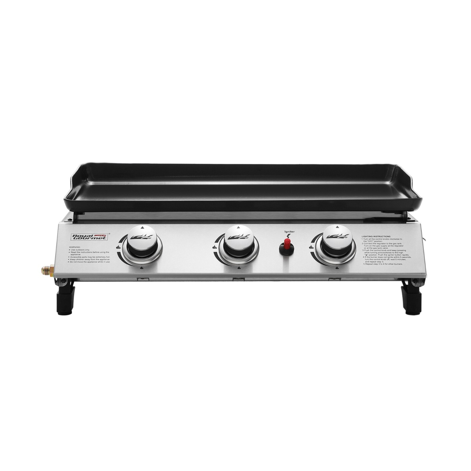 Royal Gourmet 3-Burner Tabletop Griddle Portable Gas Grill for Outdoor Camping