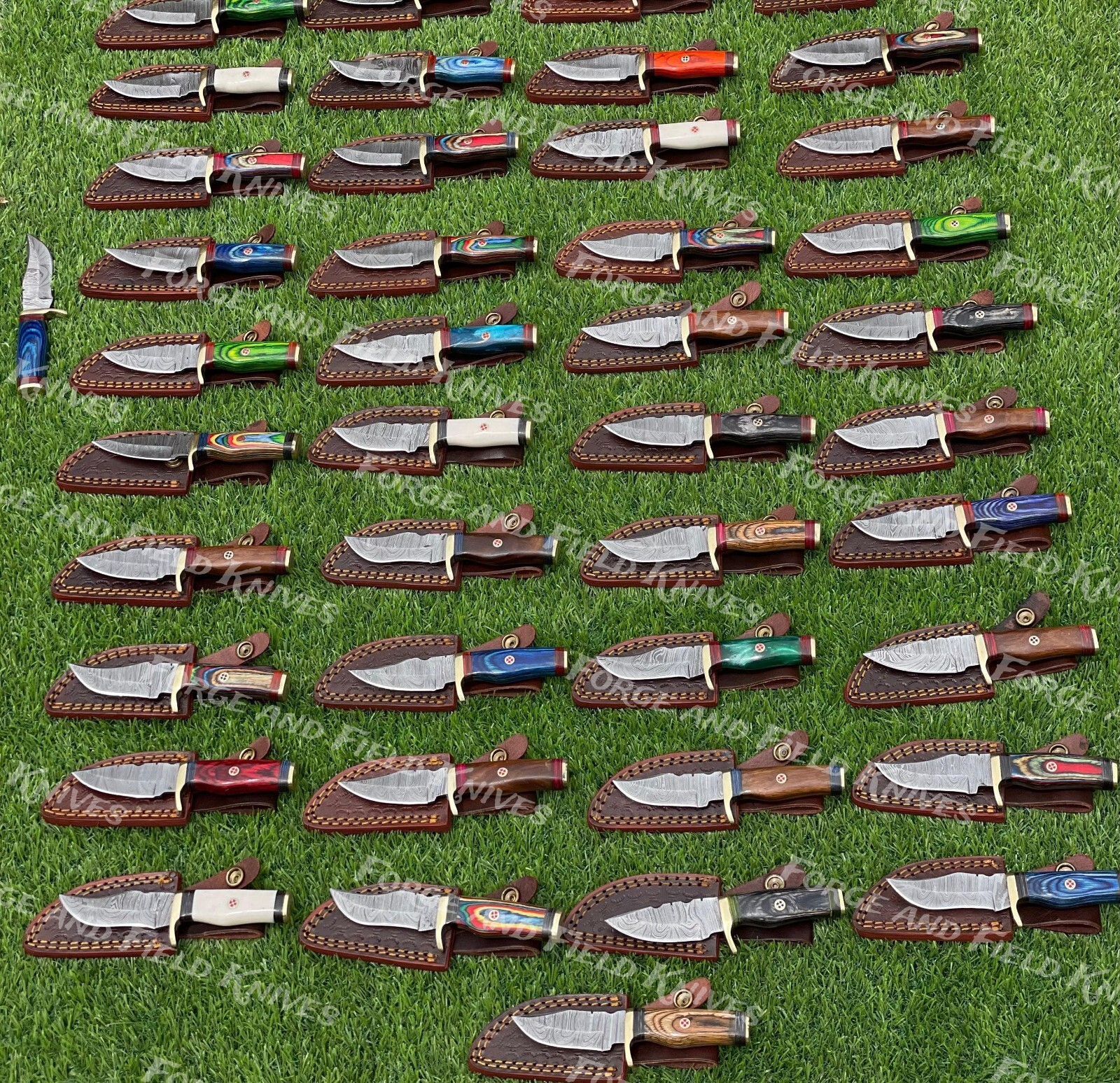 Set of 20 Custom Handmade Damascus Steel 6" Camping & Hunting Knives - From USA