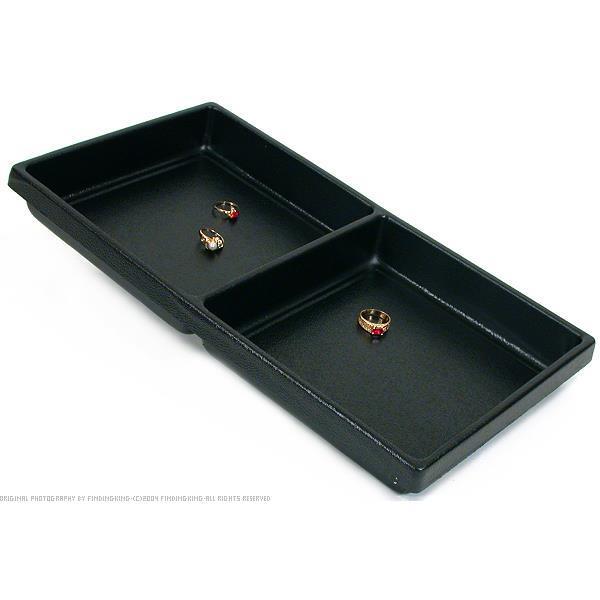 Black 2 Compartment Plastic Display Tray Insert 14 1/8"x 7 5/8"