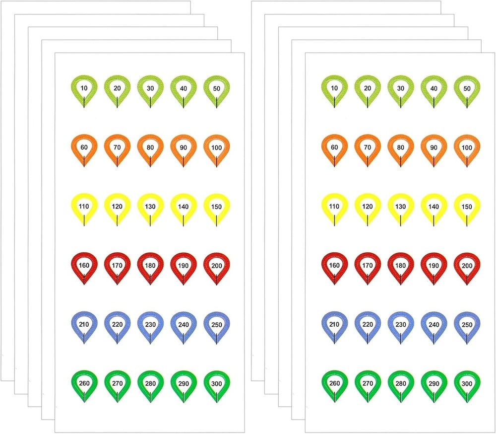 10 Sheet Color-Coded Turret Stickers, Waterproof Scope Range Decal Tags with 10-
