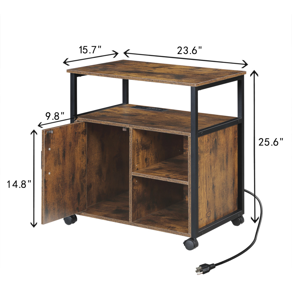 File Cabinet with Power Outlet Features USB Ports and Storage Functionality