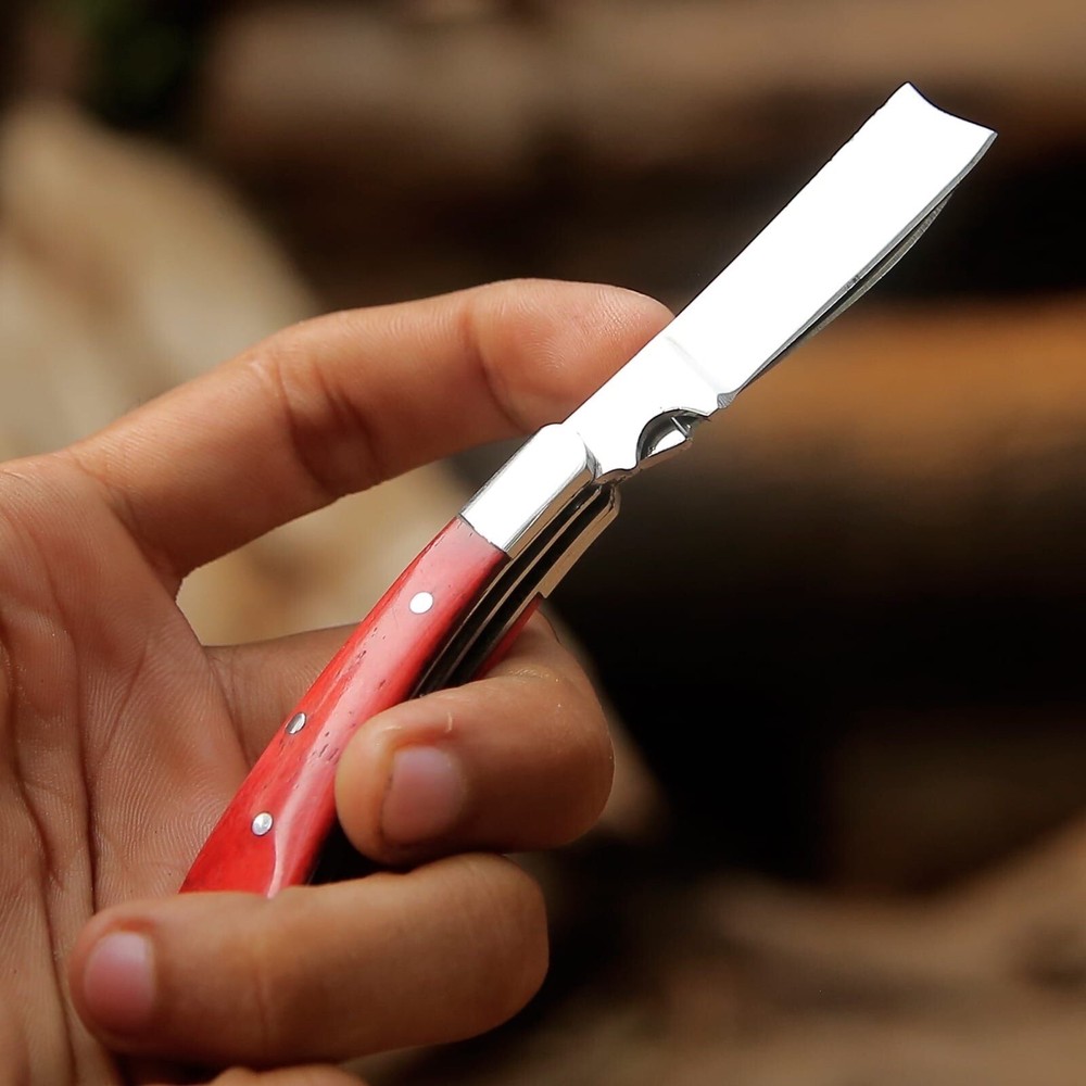 Two Blade Folding / Pocket Knife with ( Camel Bone Handle )
