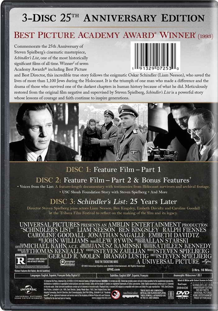 Schindler's List DVD Liam Neeson NEW