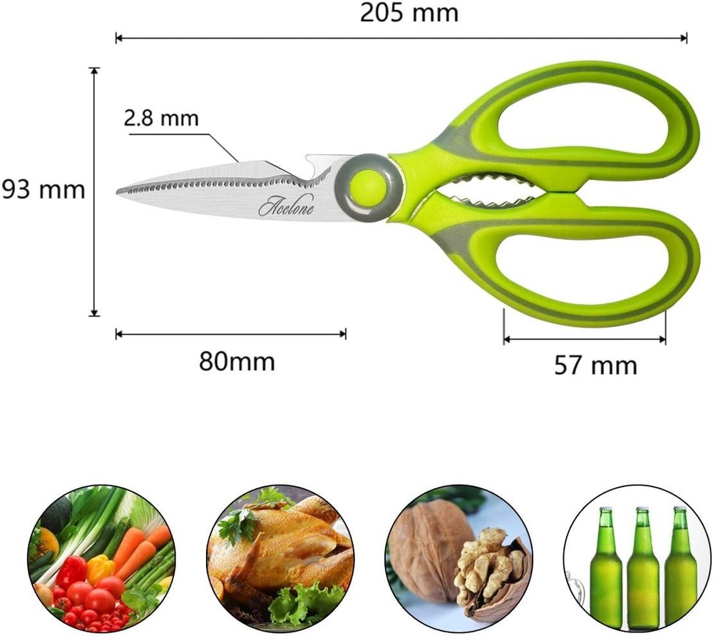 Kitchen Shears, Acelone Premium Heavy Duty Shears Ultra Sharp Light Green
