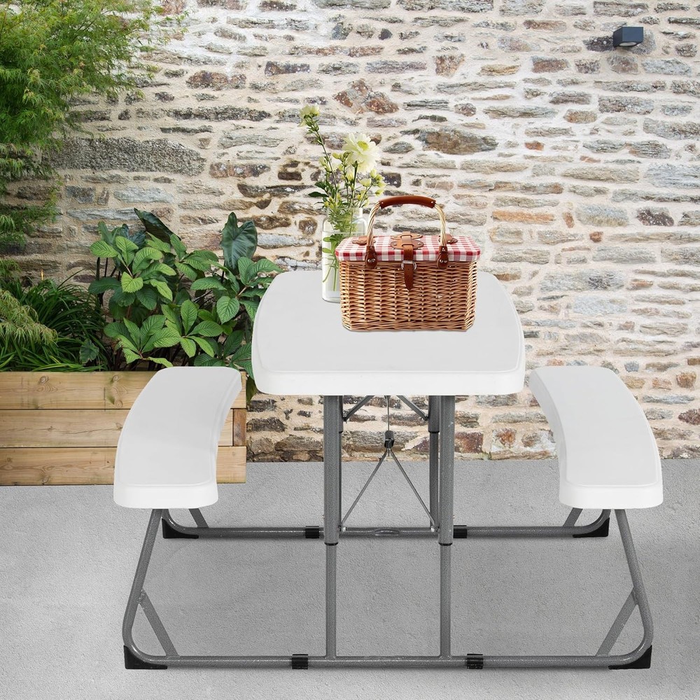 37.8 Inch Rectangular Folding Picnic Table Multipurpose Indoor Outdoor Durable