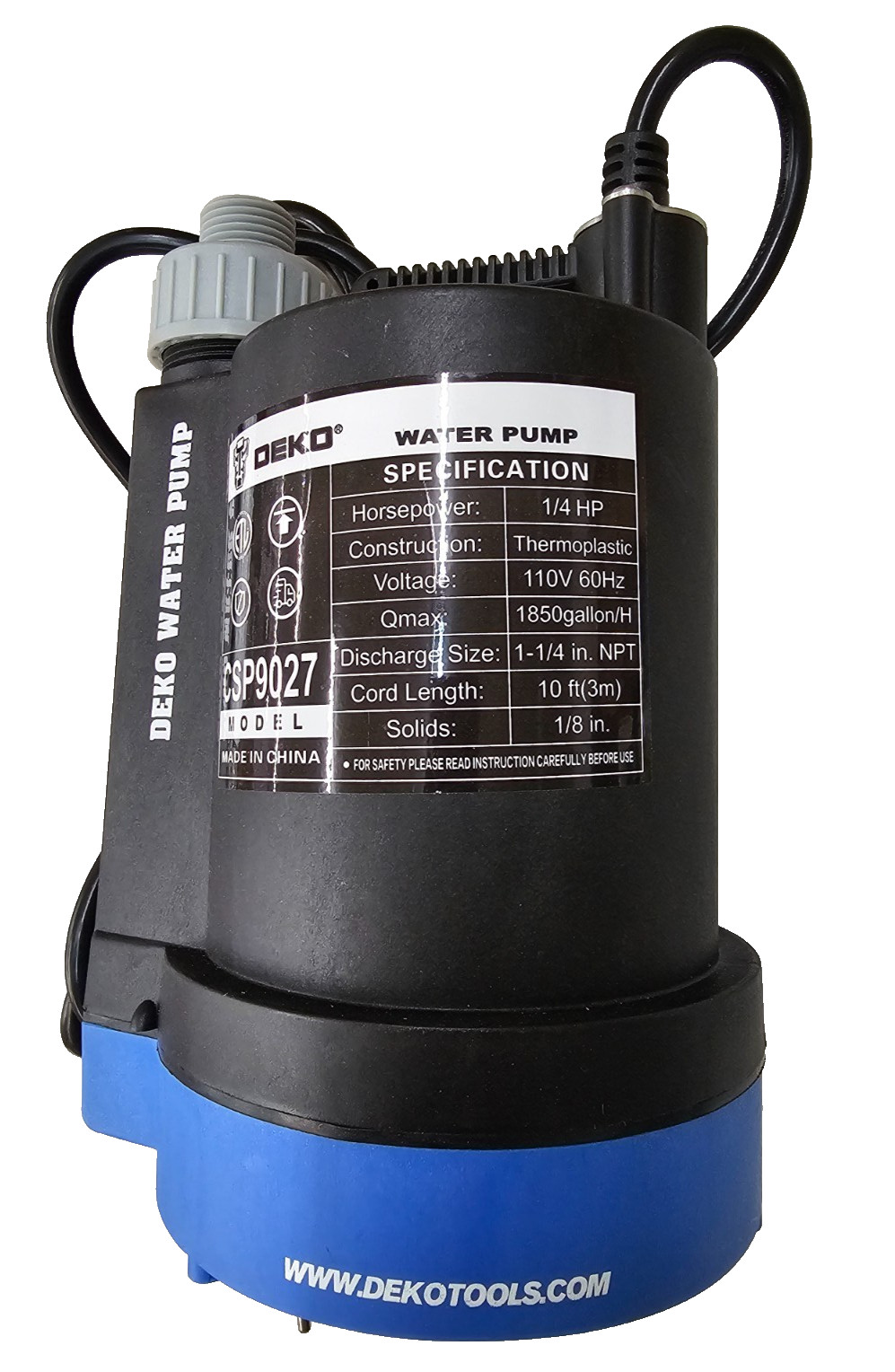 **NEW** DEKO CSP9027 Utility Water Pump 1/4HP 110V 1850GPH