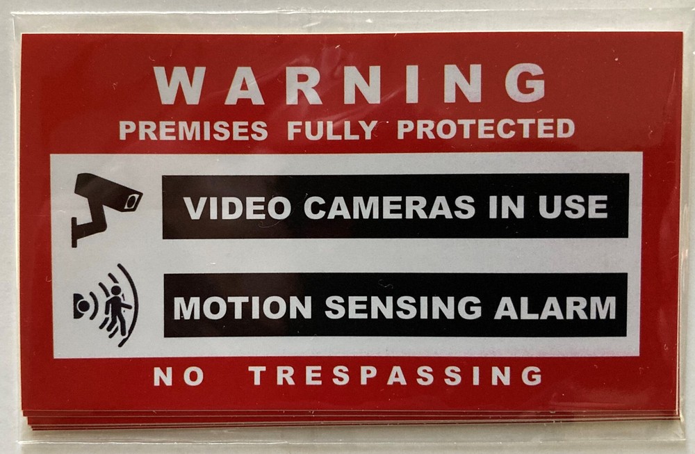 Video Camera + Motion Sensor Warning Security Stickers / 6 Pack + FREE SHIPPING