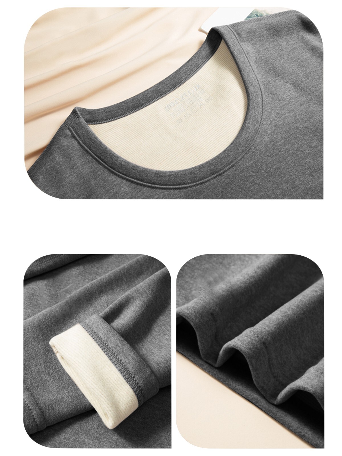 Men's Thermal Underwear Set Cashmere Silk Lining Pajama Set Long Johns Soft