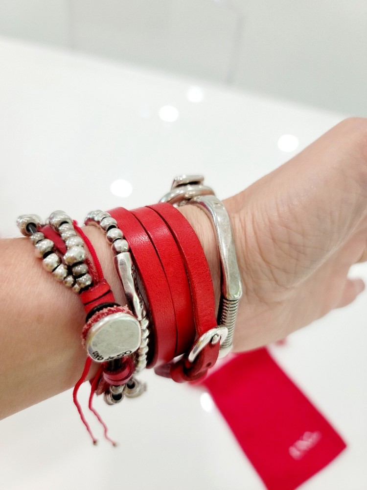 Unode50 Wraparound Red Leather Bracelet  100%Spain
