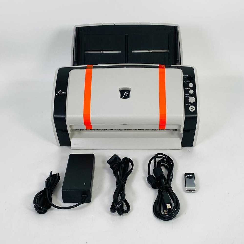 Fujitsu Fi-6130 Document Scanner w/Adapter/USB/Setup Drivers ZERO ROLLERS COUNT!