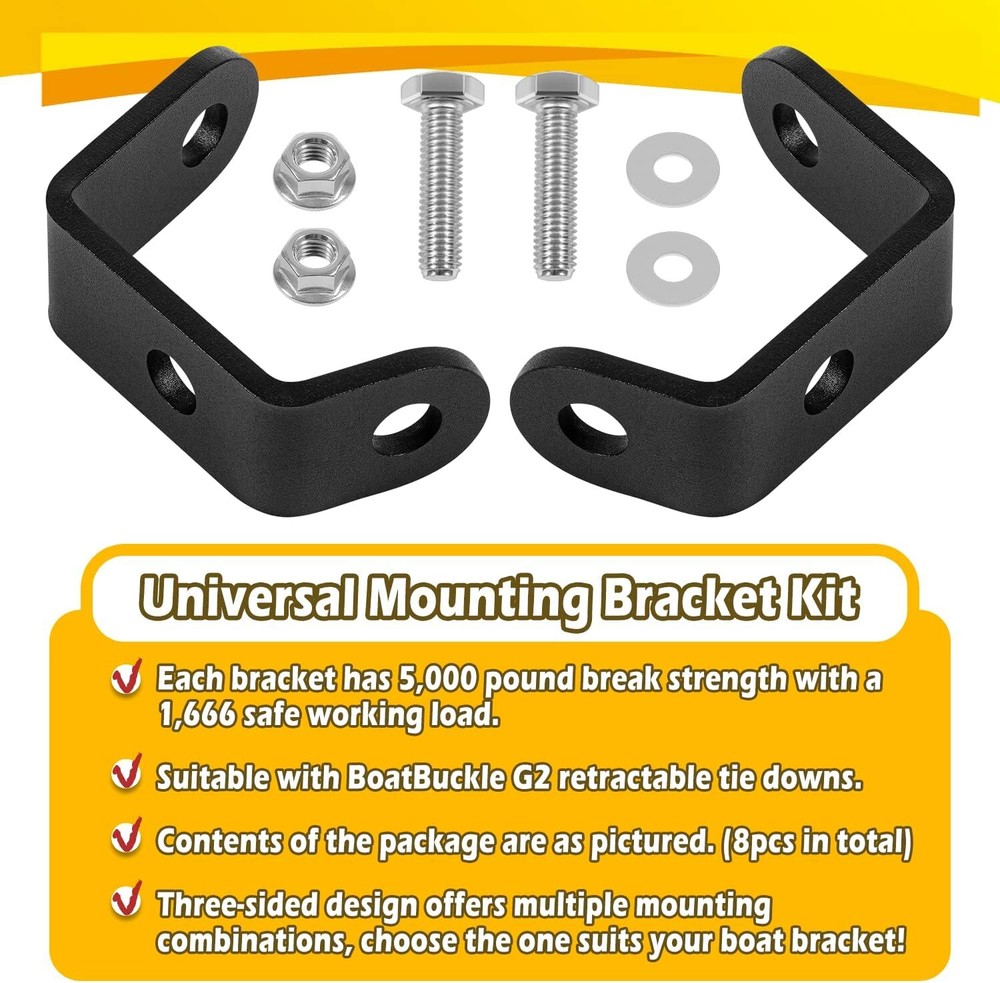 F14254 Universal Strap Mounting Bracket Kit, Use With BoatBuckle G2