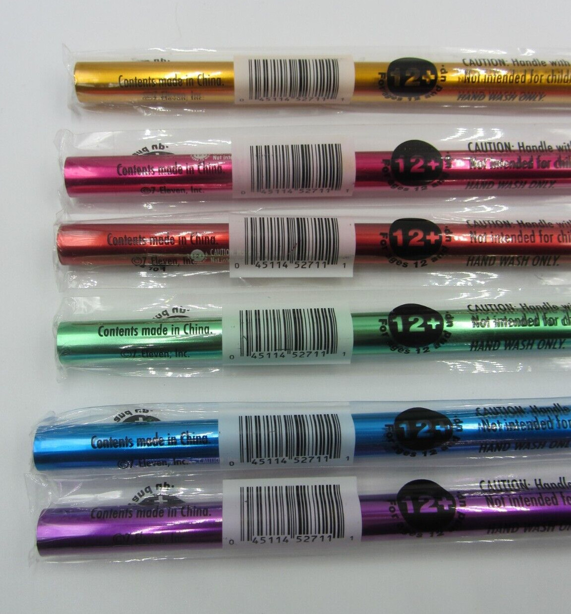 7 Eleven 7-11 Slurpee Straw Aluminum NEW Sealed Set of 6 Assorted Colors